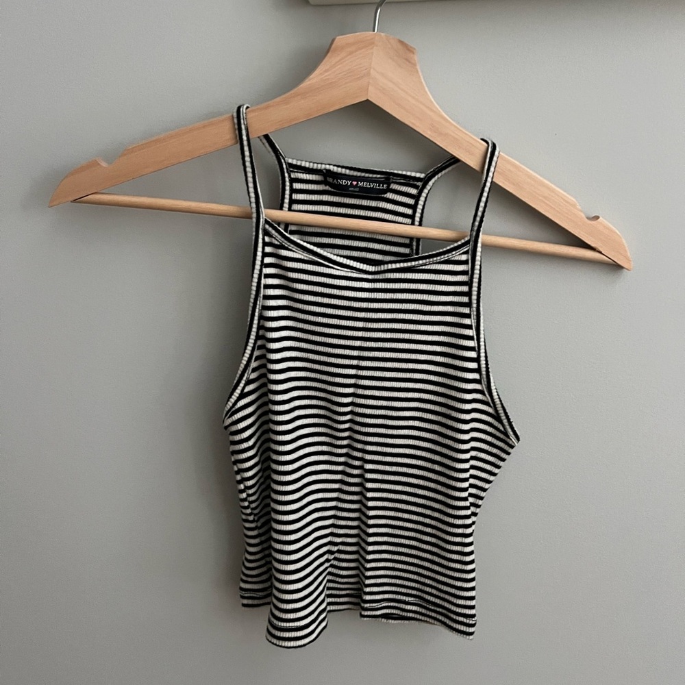 Brandy Melville Striped Tank Top Black and White